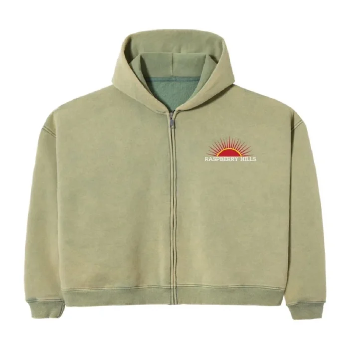 Raspberry Hills Olive Zip Up Hoodie