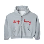 Raspberry Script Zip Up Hoodie